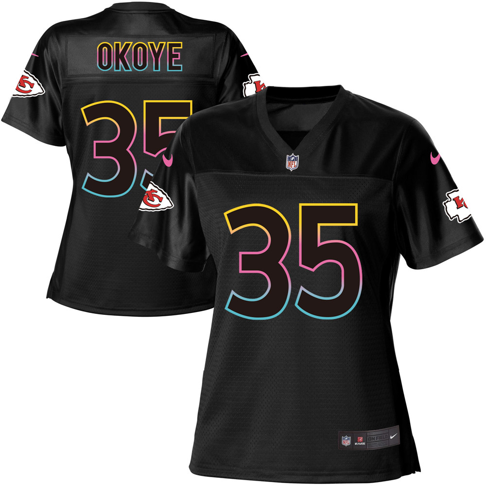 Women's Game Christian Okoye Nike Jersey Black - #35 Fashion NFL Kansas City Chiefs